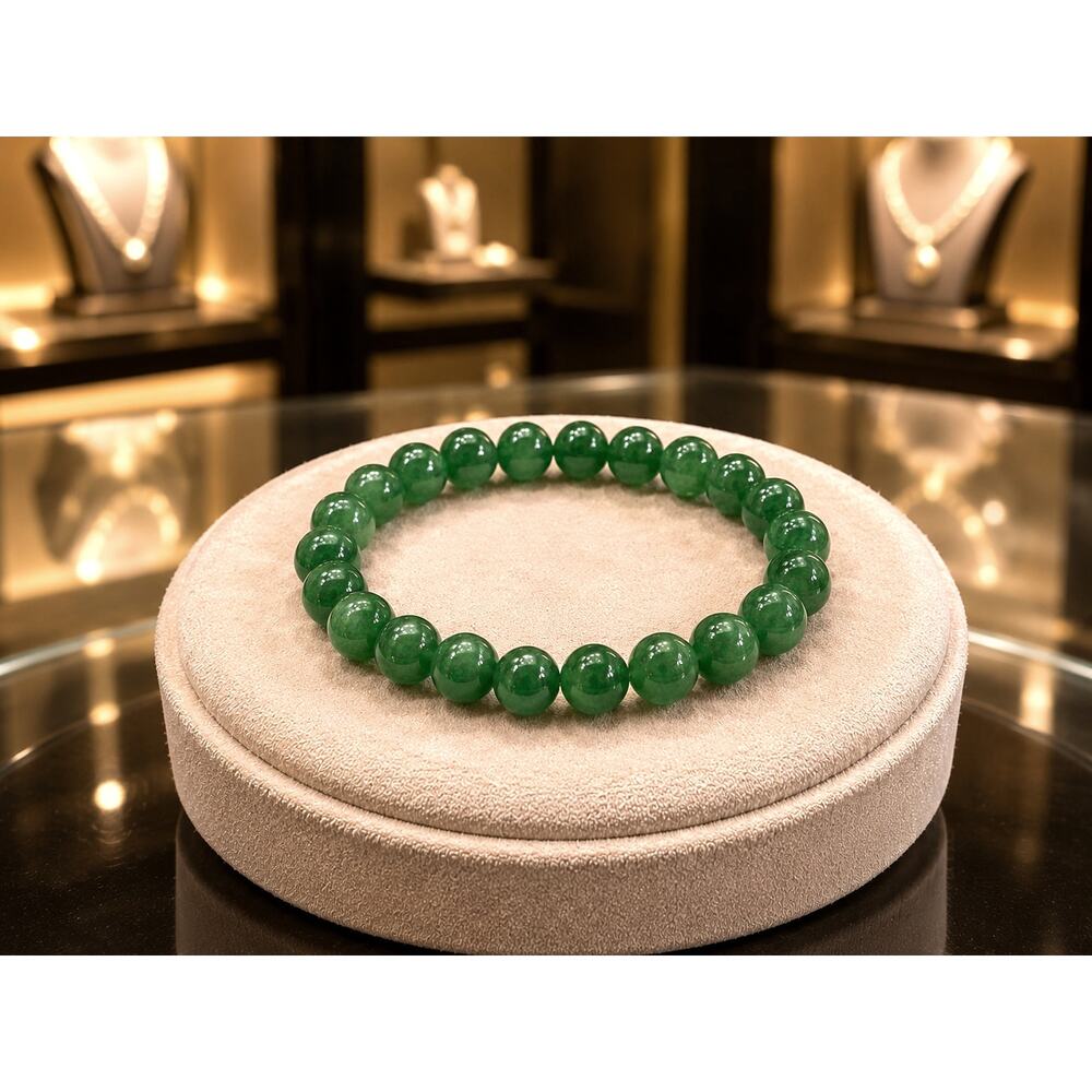 Green Aventurine Gemstone Stretch Bracelet | Natural Quartz Crystal Beads
